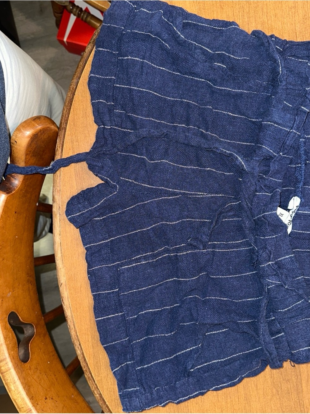 Indigo Rein Navy Blue Pinstripe Top